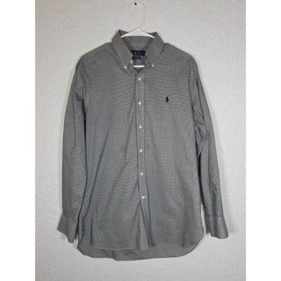 Ralph Lauren Mens Black/White Check Button Down Slim Fit Shirt 15 1/2 (32/33) - Picture 1 of 5